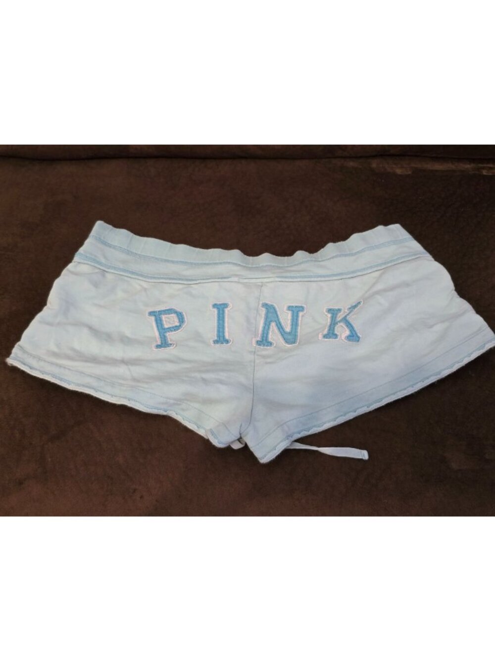 Vintage Victoria's Secret PINK Sweat Shorts Micro Booty 86 Y2K Light Blue Medium - Picture 2 of 8